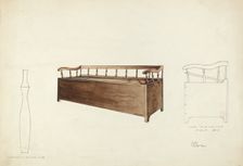 Spindle Settee Chest, 1935/1942. Creator: Roberta Elvis