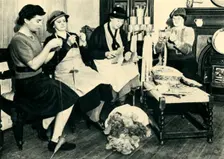 Spindle-Spinning Wool Gathered from the Hedges 1943. Creator: Unknown