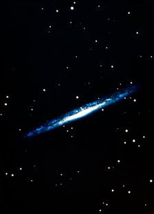 Spiral galaxy viewed edge on