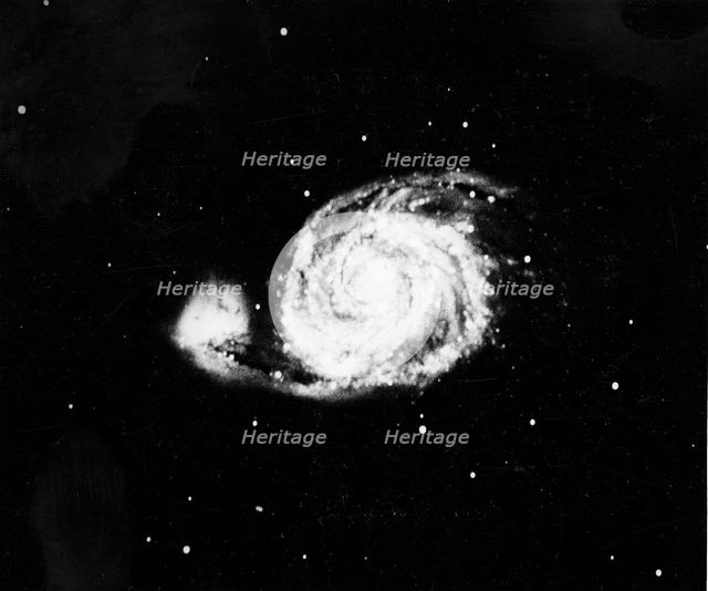 Spiral galaxy (M 51) in Canes Venatici, 1910. Artist: Unknown
