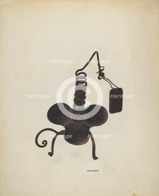 Spiral Iron Candle Holder, c. 1941. Creator: Chris Makrenos.