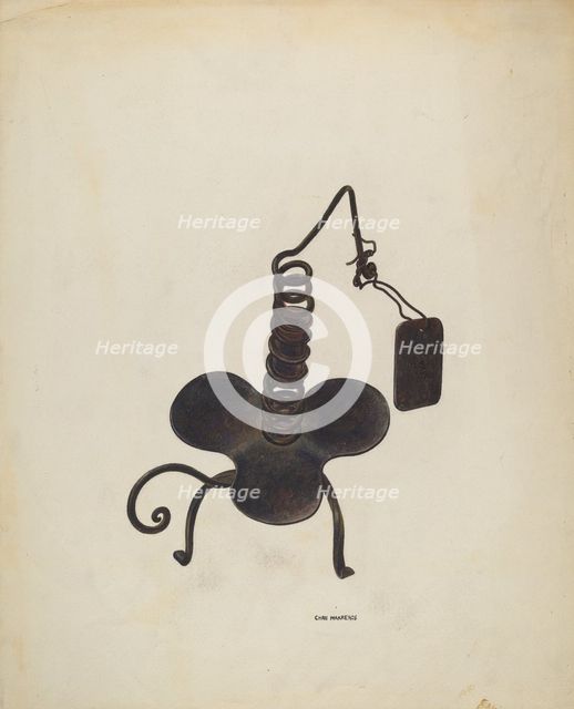 Spiral Iron Candle Holder, c. 1941. Creator: Chris Makrenos.