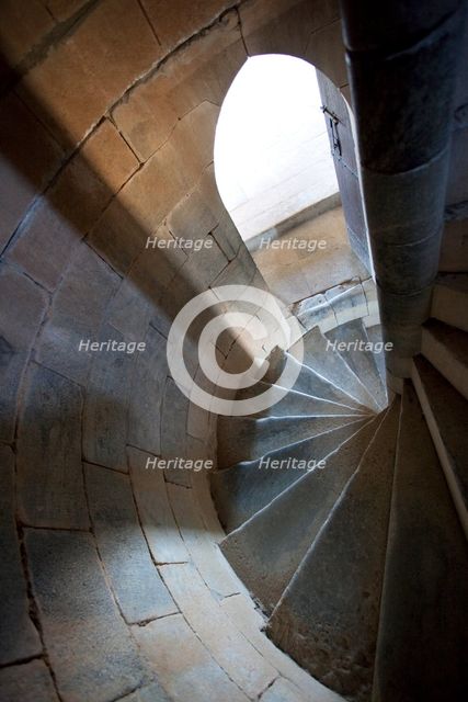 Spiral staircase, Beja Castle, Beja, Portugal, 2009.  Creator: Samuel Magal.