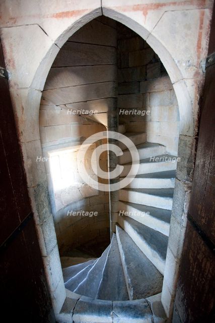Spiral staircase, Beja Castle, Beja, Portugal, 2009.  Creator: Samuel Magal.