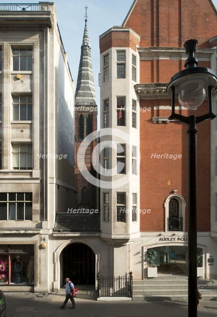 Spire of All Saints Church, Margaret Street, from Great Titchfield Street, Marylebone, London, 2014. Creator: Chris Redgrave.