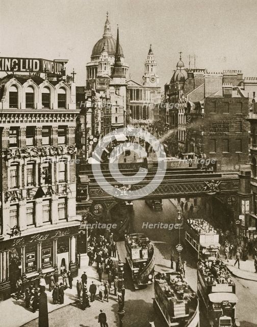Spire of St Martin's Ludgate and St Paul's Cathedral, London, 20th century.  Creator: Unknown.