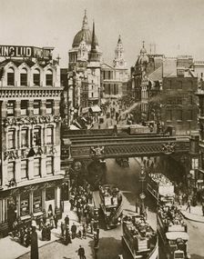 Spire of St Martin's Ludgate and St Paul's Cathedral, London, 20th century. Creator: Unknown