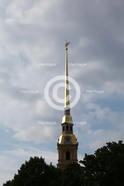 Spire of the bell tower, Peter and Paul Cathedral, St Petersburg, Russia, 2011. Creator: Sheldon Marshall.