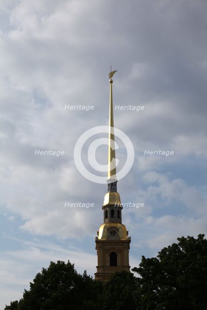 Spire of the bell tower, Peter and Paul Cathedral, St Petersburg, Russia, 2011. Creator: Sheldon Marshall.