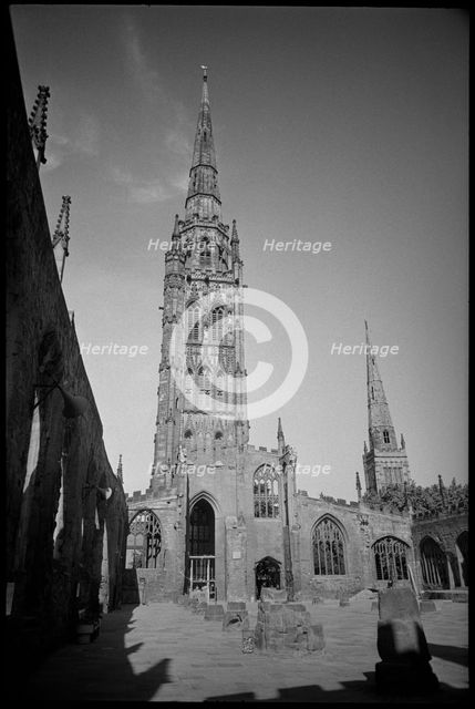 Spire of the ruined St Michael's Cathedral Church, Coventry, West Midlands, c1955-c1980. Creator: Ursula Clark.