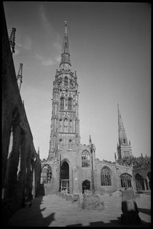Spire of the ruined St Michael's Cathedral Church, Coventry, West Midlands, c1955-c1980. Creator: Ursula Clark