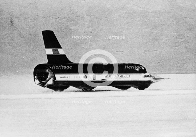 'Spirit of America Sonic I' breaking the Land Speed Record, Bonneville Salt Flats, Utah, USA, 1965. Artist: Unknown