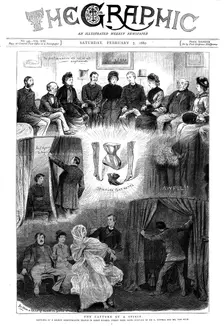 Spirit unmasked at a London séance, 1880