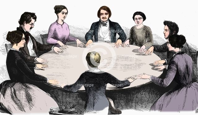 Spiritualist meeting in Leipzig, Germany, 1893. Artist: Unknown.