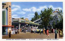Spitfire and Wildcat roller coasters at Elitch Gardens, Denver, Colorado, USA, 1945