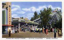 Spitfire and Wildcat roller coasters at Elitch Gardens, Denver, Colorado, USA, 1945