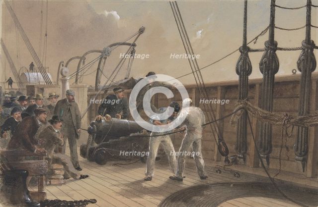 Splicing the Cable (after the First Accident) on Board the Great Eastern, July 25th, 1865, 1865-66. Creator: Robert Charles Dudley.