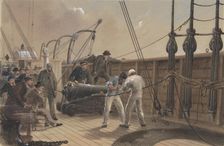 Splicing the Cable (after the First Accident) on Board the Great Eastern, July 25th, 1865, 1865-66. Creator: Robert Charles Dudley