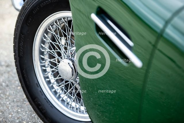 Spoked wheel of a 1961 Aston Martin DB4 GT previously owned by Donald Campbell. Creator: Unknown.