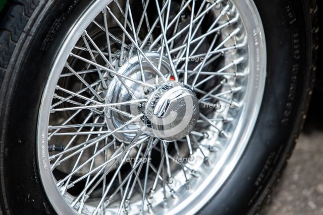 Spoked wheel of a 1961 Aston Martin DB4 GT previously owned by Donald Campbell. Creator: Unknown.