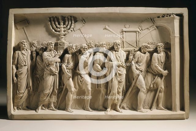 Spoils of the Temple: After a Relief from the Arch of Titus, Rome, c.1791. Creator: Jean Guillaume Moitte.