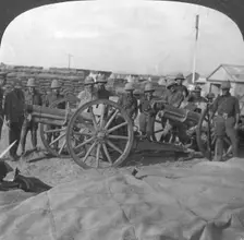Spoils of war, gun and stores captured from the Turks, Palestine World War I, c1914-c1918. Artist: Realistic Travels Publishers