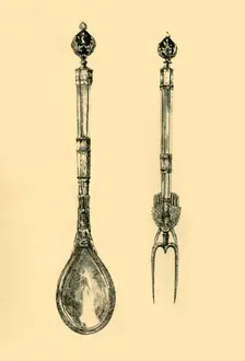 Spoon and fork, 15th century, (1881). Creator: T Charbonnier