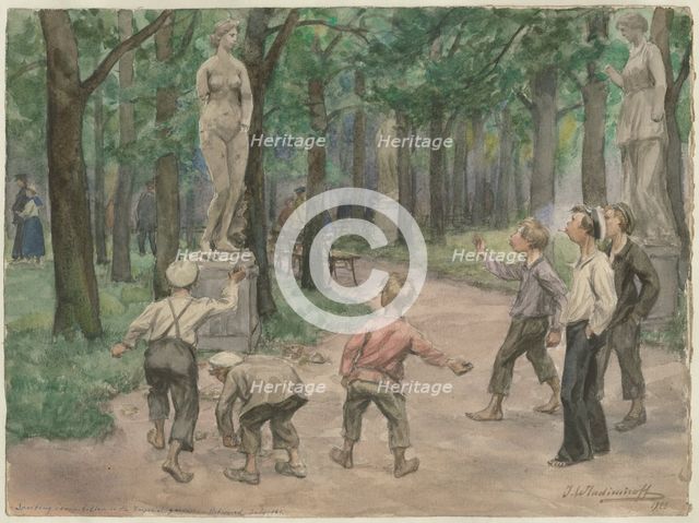Sporting competition in the Imperial Gardens: Petrograd, July 1921 (from the series of watercolors R Artist: Vladimirov, Ivan Alexeyevich (1869-1947)