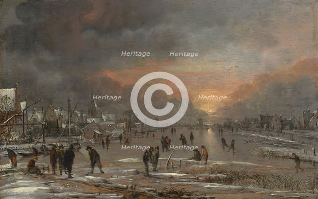 Sports on a Frozen River, probably ca. 1660. Creator: Aert van der Neer.
