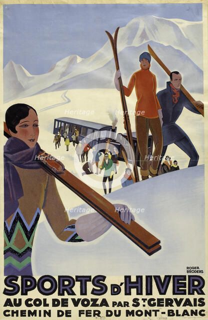 Sports d'hiver au col de Voza par St Gervais, c. 1930. Creator: Broders, Roger (1883-1953).