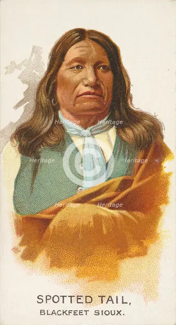 Spotted Tail, Blackfeet Sioux, from the American Indian Chiefs series (N2) for Allen & Gin..., 1888. Creator: Allen & Ginter.