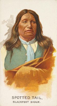 Spotted Tail, Blackfeet Sioux, from the American Indian Chiefs series (N2) for Allen & Gin..., 1888. Creator: Allen & Ginter
