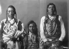 Spotted Eagle, Heavy Gun, and Robert Calf Robe, c1910. Creator: Edward Sheriff Curtis