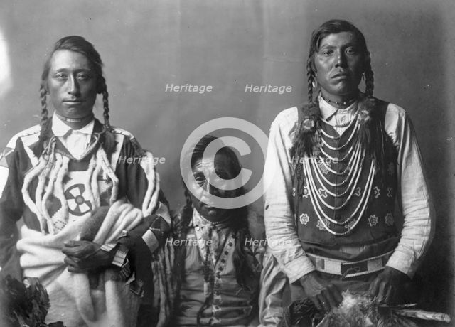 Spotted Eagle, Heavy Gun, and Robert Calf Robe, c1910. Creator: Edward Sheriff Curtis.