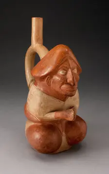 Spouted Vessel in the Form of a Seated Figure with Hands Held Together, 100 B.C./A.D. 500. Creator: Unknown