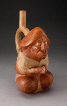 Spouted Vessel in the Form of a Seated Figure with Hands Held Together, 100 B.C./A.D. 500. Creator: Unknown