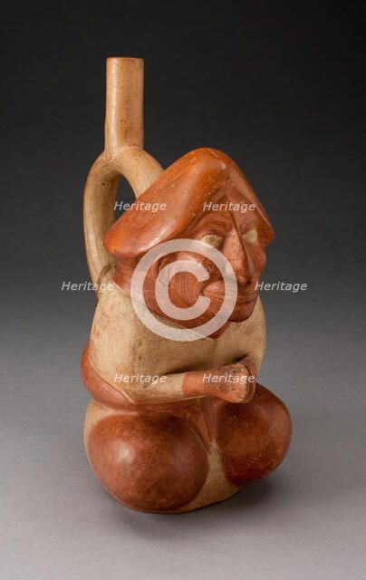 Spouted Vessel in the Form of a Seated Figure with Hands Held Together, 100 B.C./A.D. 500. Creator: Unknown.