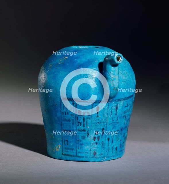 Spouted faience vessel with inscription, XXIst Dynasty, (c1070-c945 BC). Artist: Unknown.