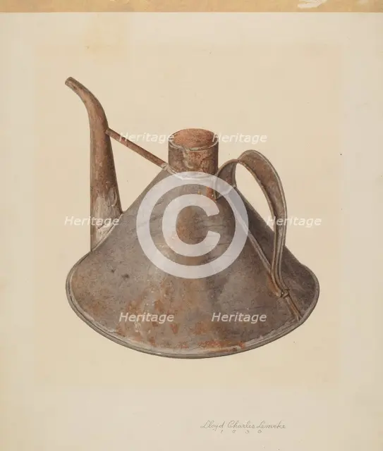 Spouted Oil Can, c. 1938. Creator: Lloyd Charles Lemcke.