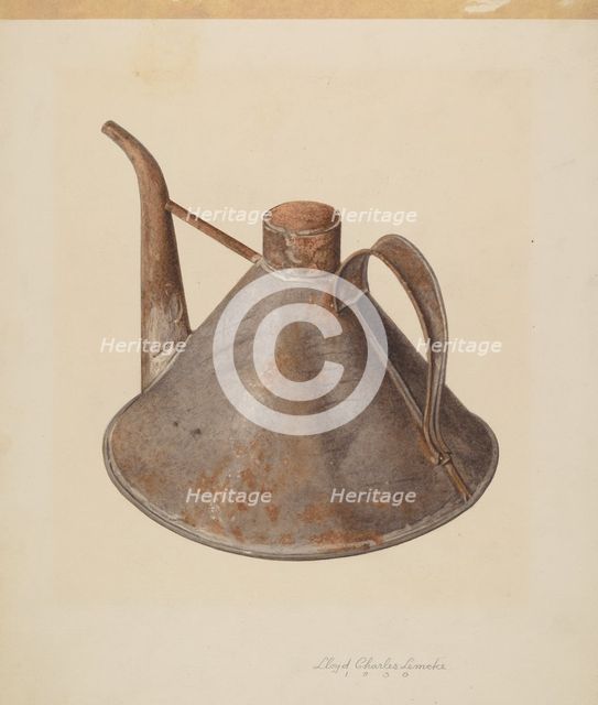 Spouted Oil Can, c. 1938. Creator: Lloyd Charles Lemcke.