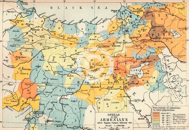 'Spread of the Armenias after Supan, Cuinet, Selenoy etc', c1560, (1907). Artist: Unknown.