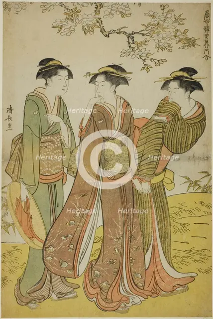 Spring Outing, from the series "A Collection of Contemporary Beauties of the Pleasure..., c. 1783. Creator: Torii Kiyonaga.