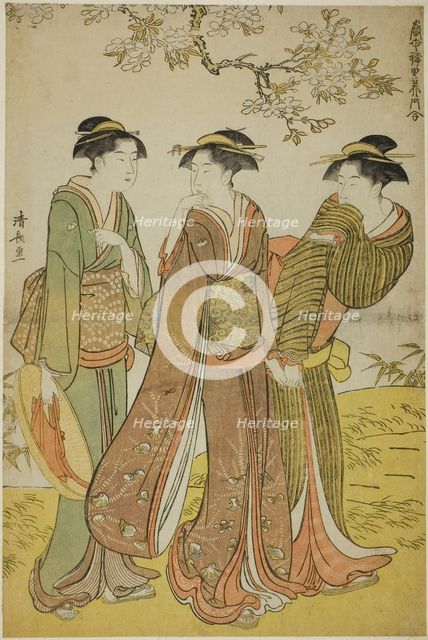 Spring Outing, from the series "A Collection of Contemporary Beauties of the Pleasure..., c. 1783. Creator: Torii Kiyonaga.