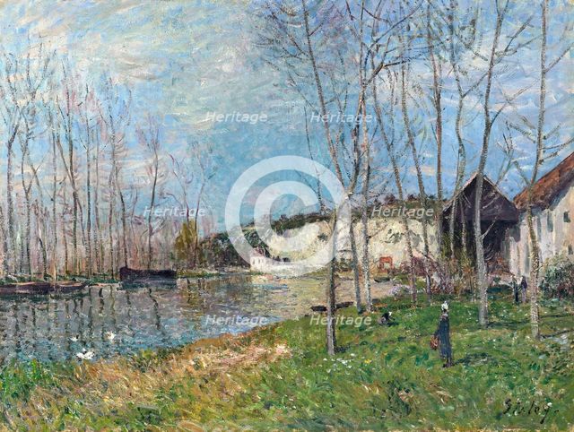 Spring on the banks of the Loing (Printemps au bord du Loing), ca 1881. Creator: Sisley, Alfred (1839-1899).
