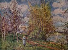 Spring on the River Banks late 19th century. (1941). Artist: Alfred Sisley