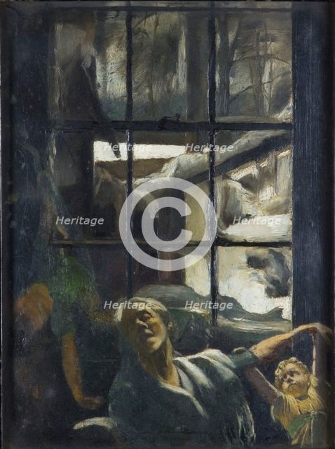 'Spring awakening old winter from her sleep', 1882-1936. Creator: Edgar Herbert Thomas.