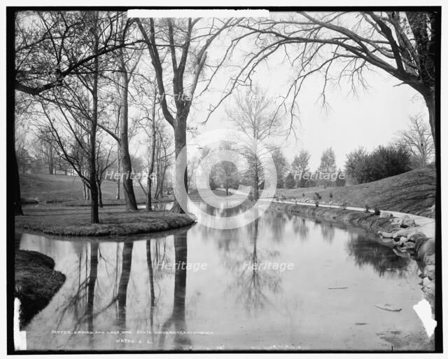 Spring and lake, Ohio State University, Columbus, Ohio, c1904. Creator: Unknown.
