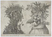Spring and Summer: two heads made from flora typical of those seasons, ca. 1580-1620., ca. 1580-1620 Creator: Anon