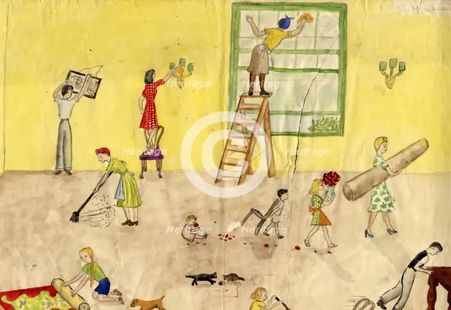 Spring cleaning, 1944. Creator: Shirley Markham.