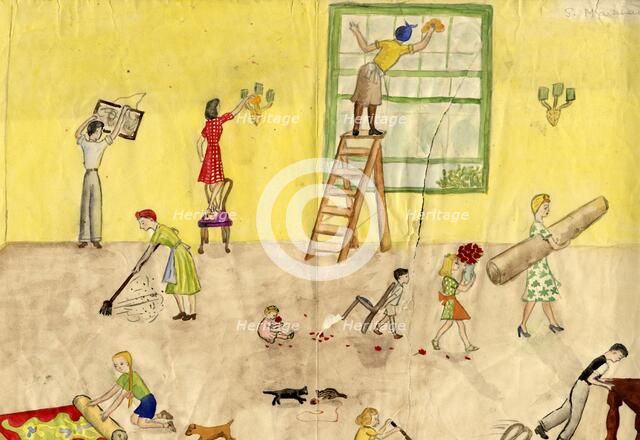 Spring cleaning, 1944. Creator: Shirley Markham.